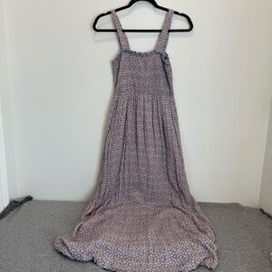 Floral Square-Neck Maxi Dress in Dusty Pink